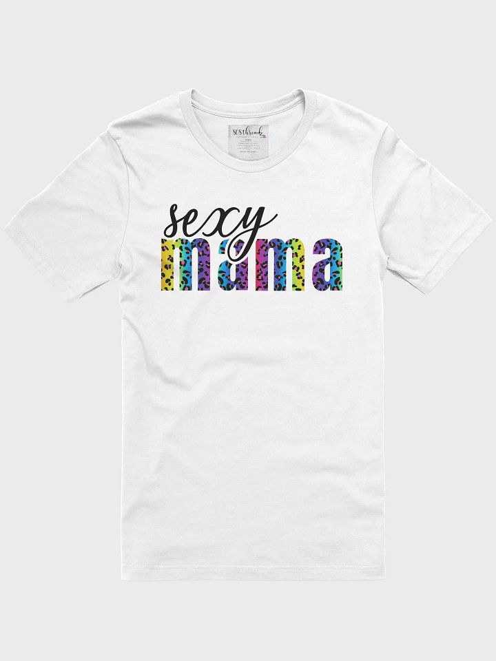 Sexy Mama T-Shirt; Black with Bright Rainbow Leopard Pattern product image (2)