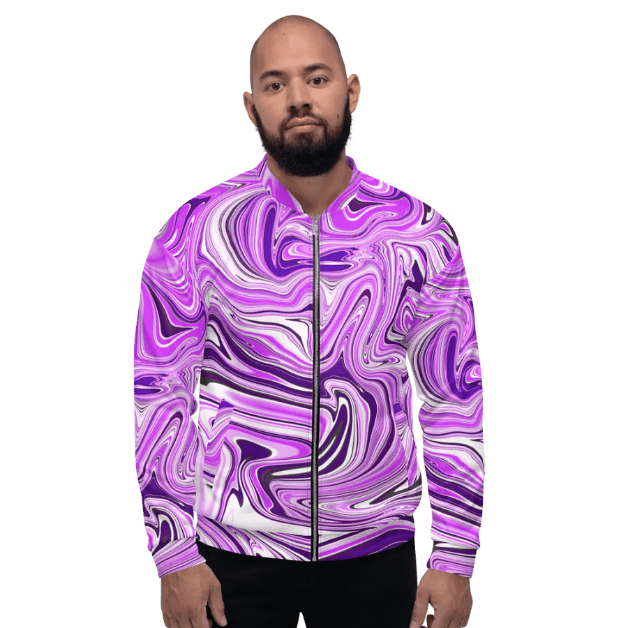 Unisex Bomber Jacket - Purple Digital Fluid Art product image (4)