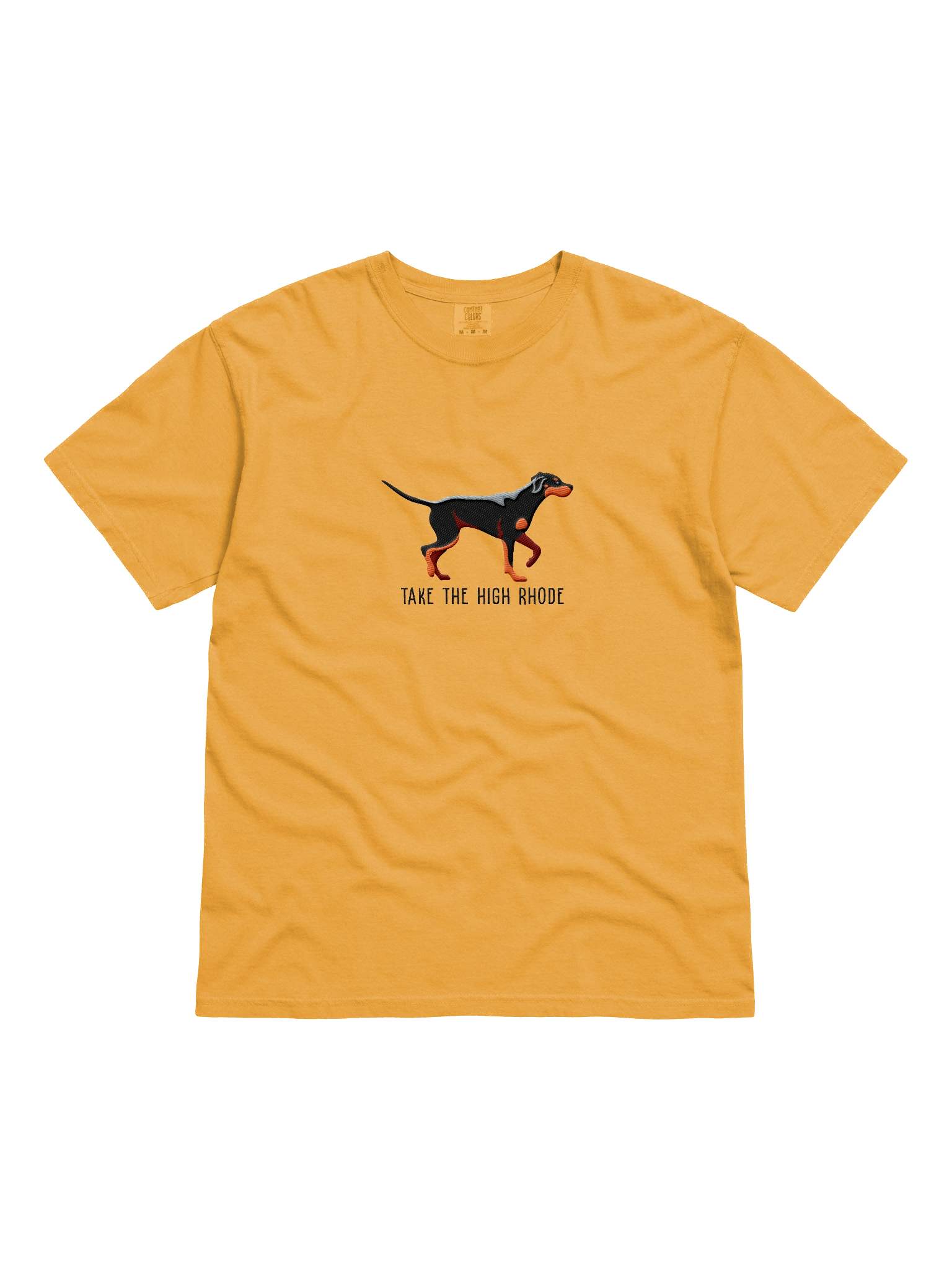 Take the High Rhode T-Shirt(Embroidered) of a Rhodesian Ridgeback(Black & Tan) product image (21)