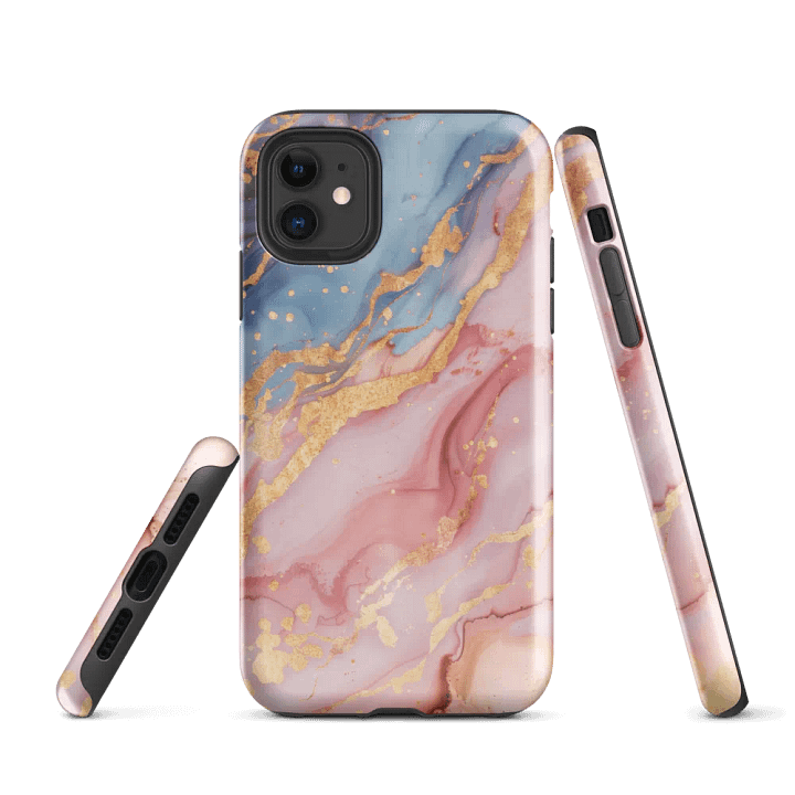 Blue Pink Marble Tough iPhone Case product image (1)