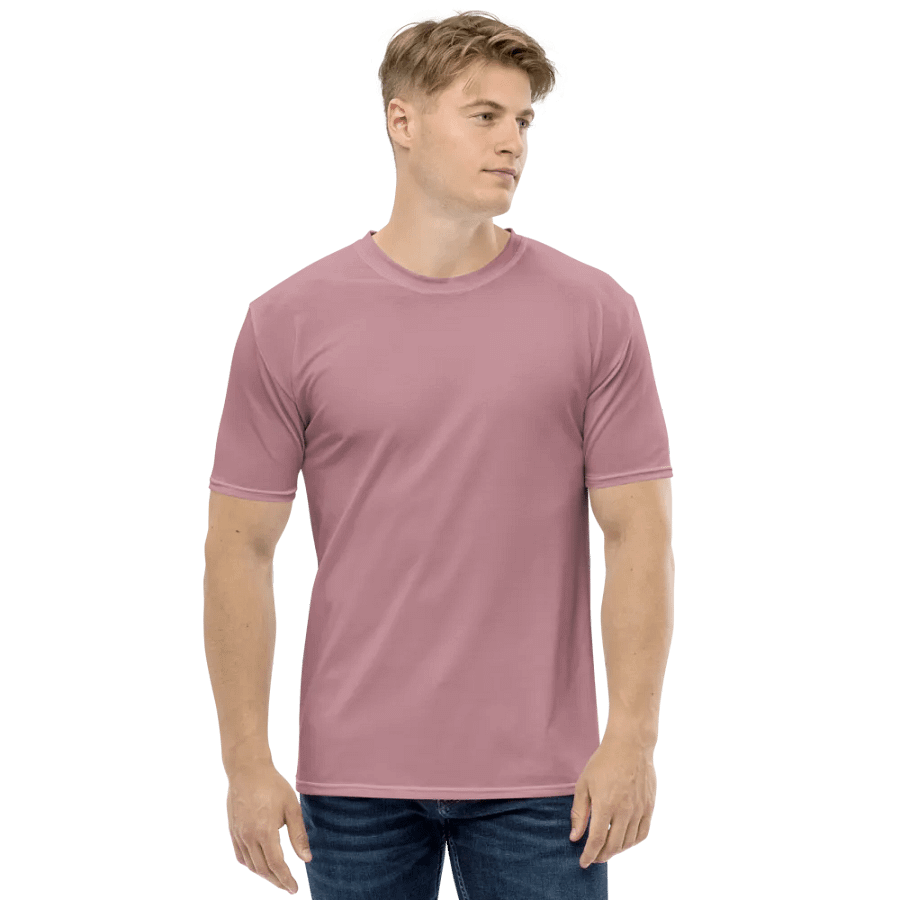 Plain Dusty Pink Soft Summer Men's Crewneck Polyester Heavyweight Premium T-Shirt by Treasure Pie product image (4)