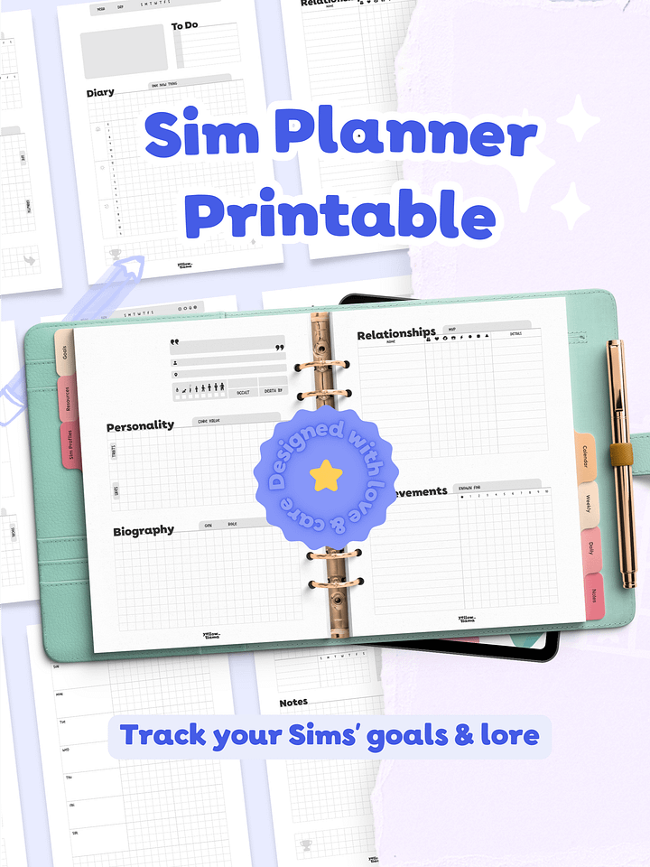 Sim Planner Printable product image (1)