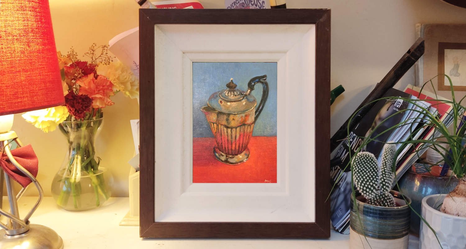 241113 Fluted Silver Pot. Original Study Artwork. product image (2)