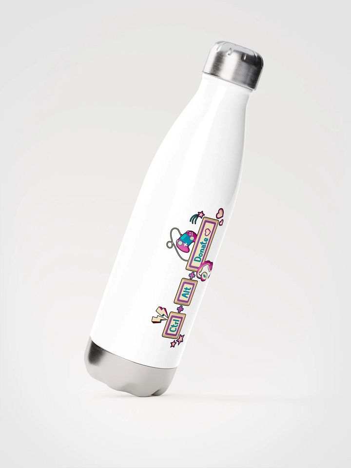 CTRL ALT Donate 2025 - Metal Water Bottle (Sepia/Magenta Logo) product image (1)