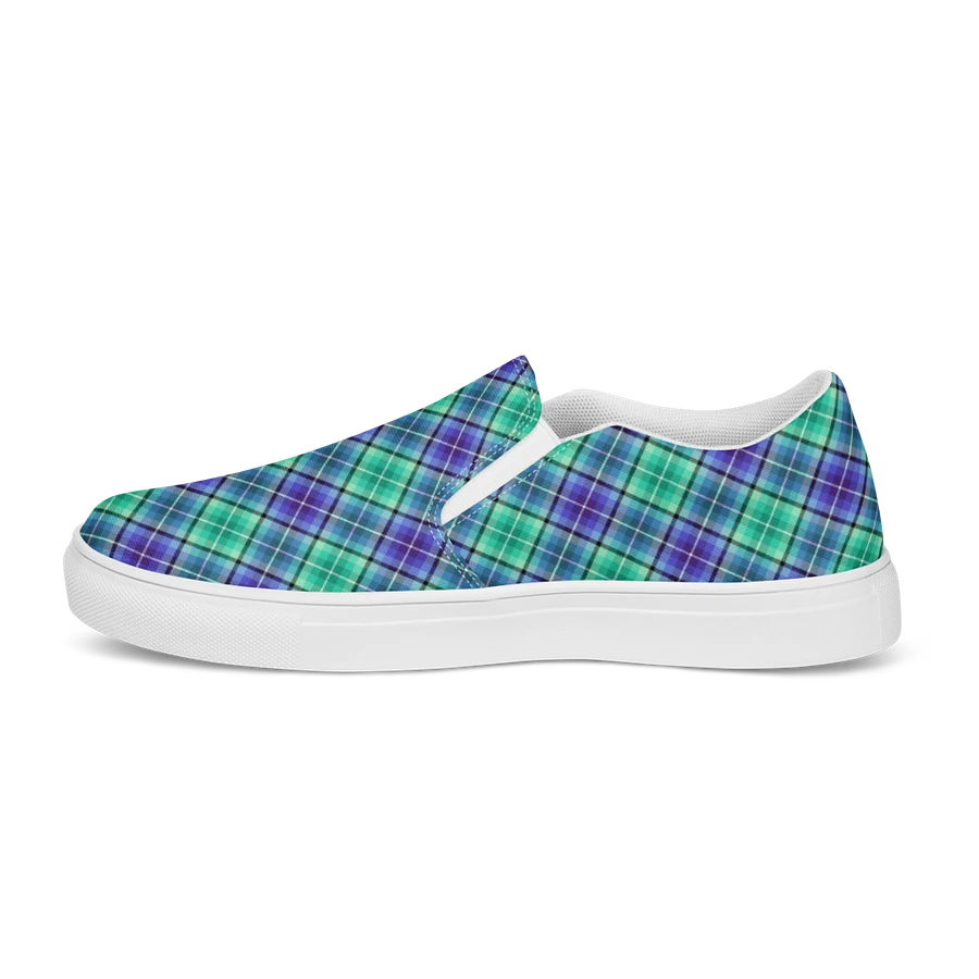 Bright Green and Purple Plaid Women's Slip-On Shoes product image (6)