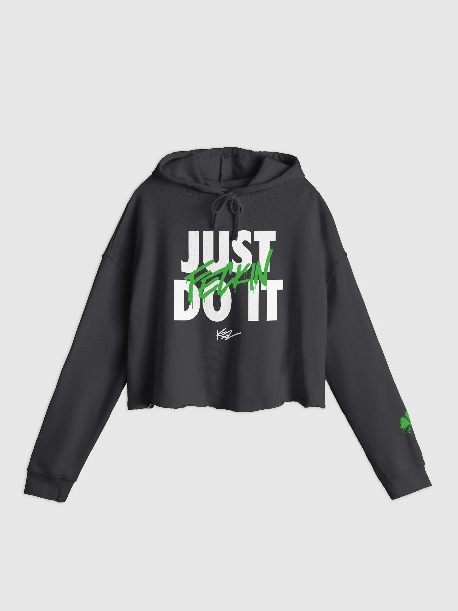 JUST FECKIN DO IT - WOMENS CROP HOODIE - BLACK product image (1)