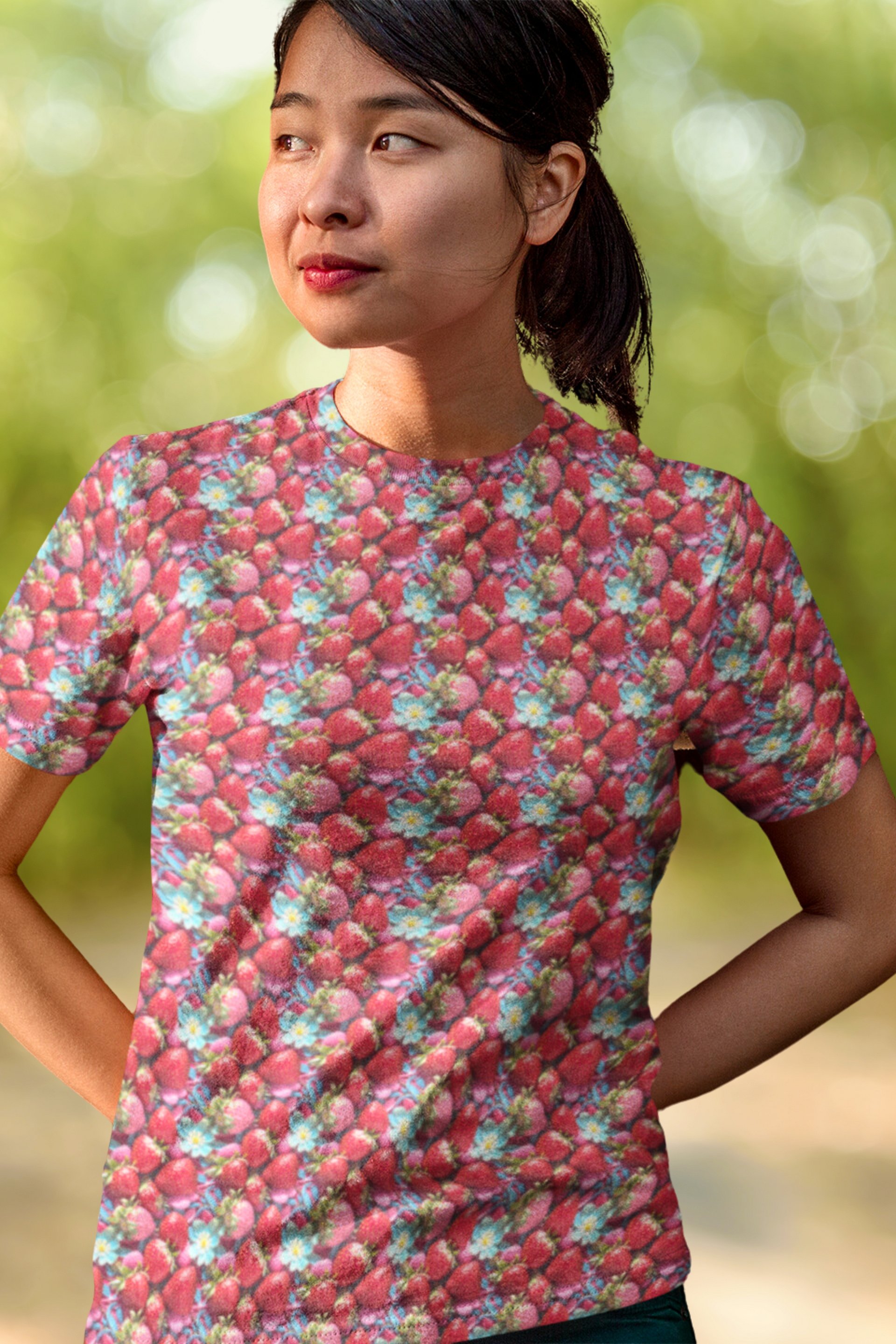 Cute Strawberry Pattern All Over Print T-shirt product image (1)