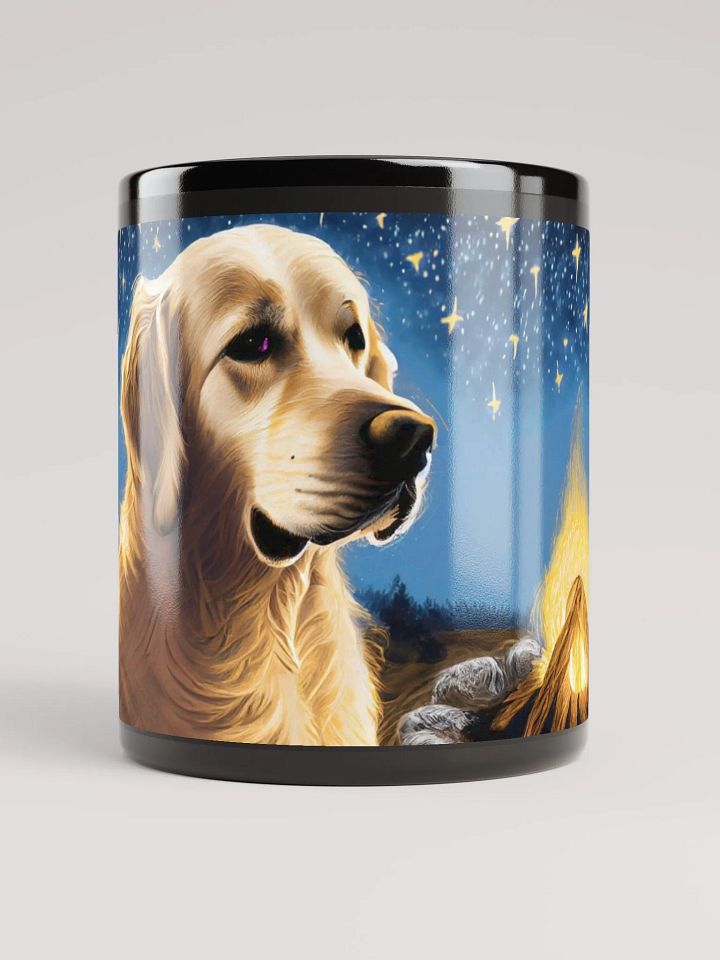 Loyal by the Fire: Black Glossy Mug for Golden Retriever Fans product image (1)