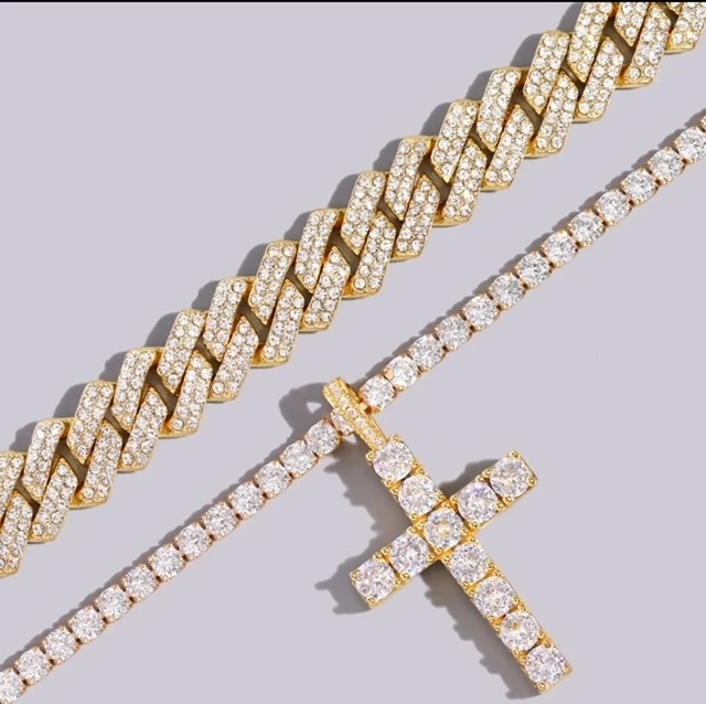 FASHION GOLD RHINESTONE CROSS PENDANT NECKLACE product image (2)