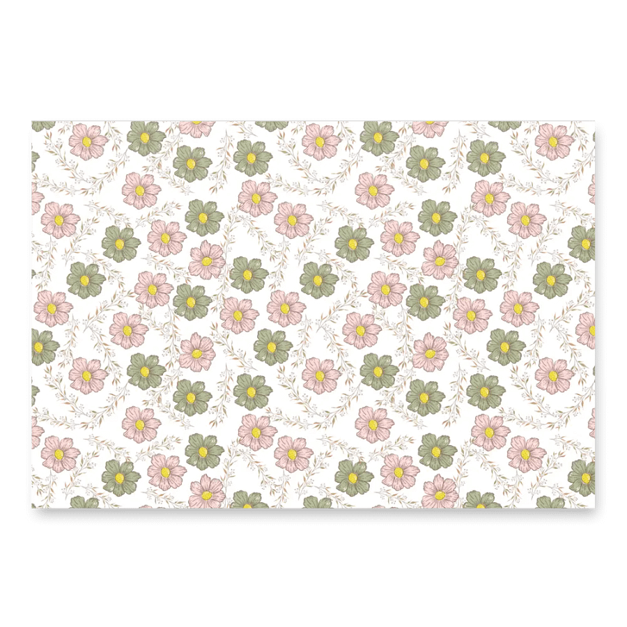 cute floral wedding wrapping paper in the color green pink white product image (1)