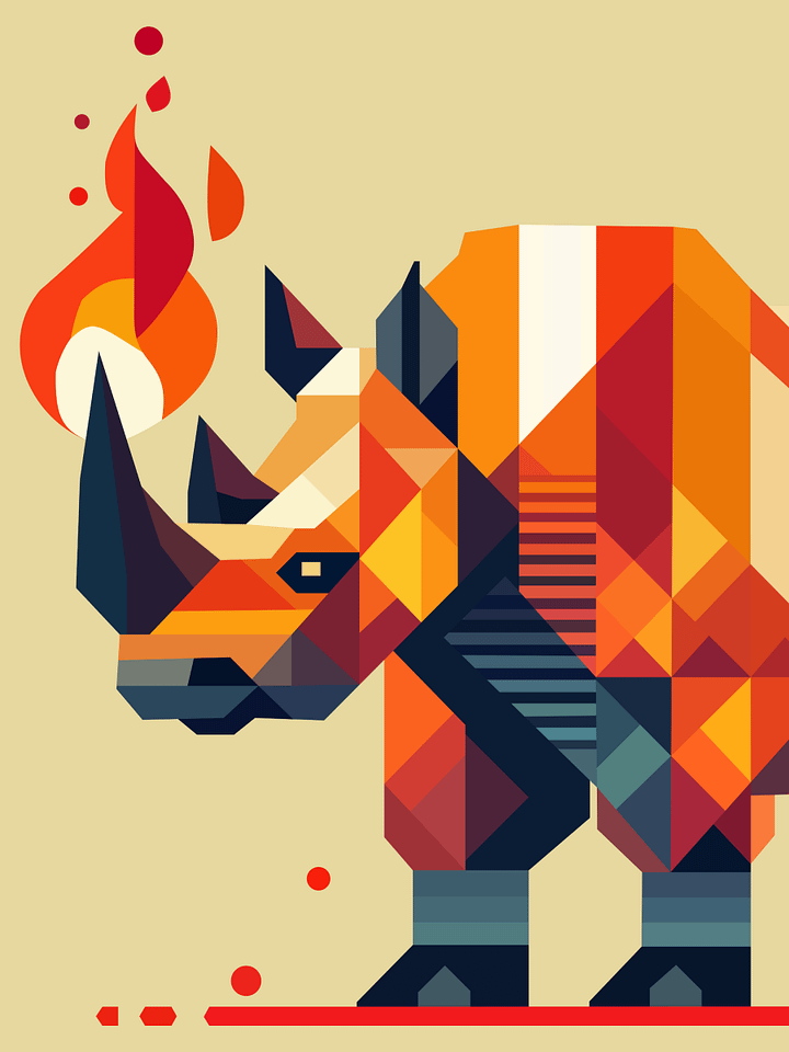 Free Geometric Rhino PNG Art - Transparent Background, Low Poly Animal Illustration product image (1)