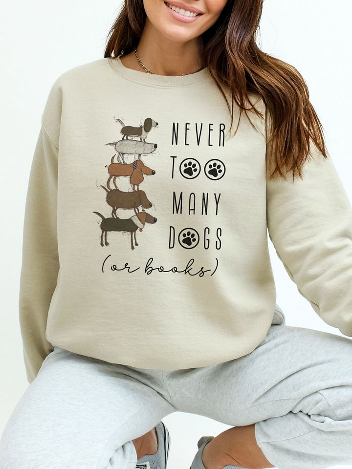 Never too many dogs dog mama, dad hand-drawn sweatshirt product image (9)