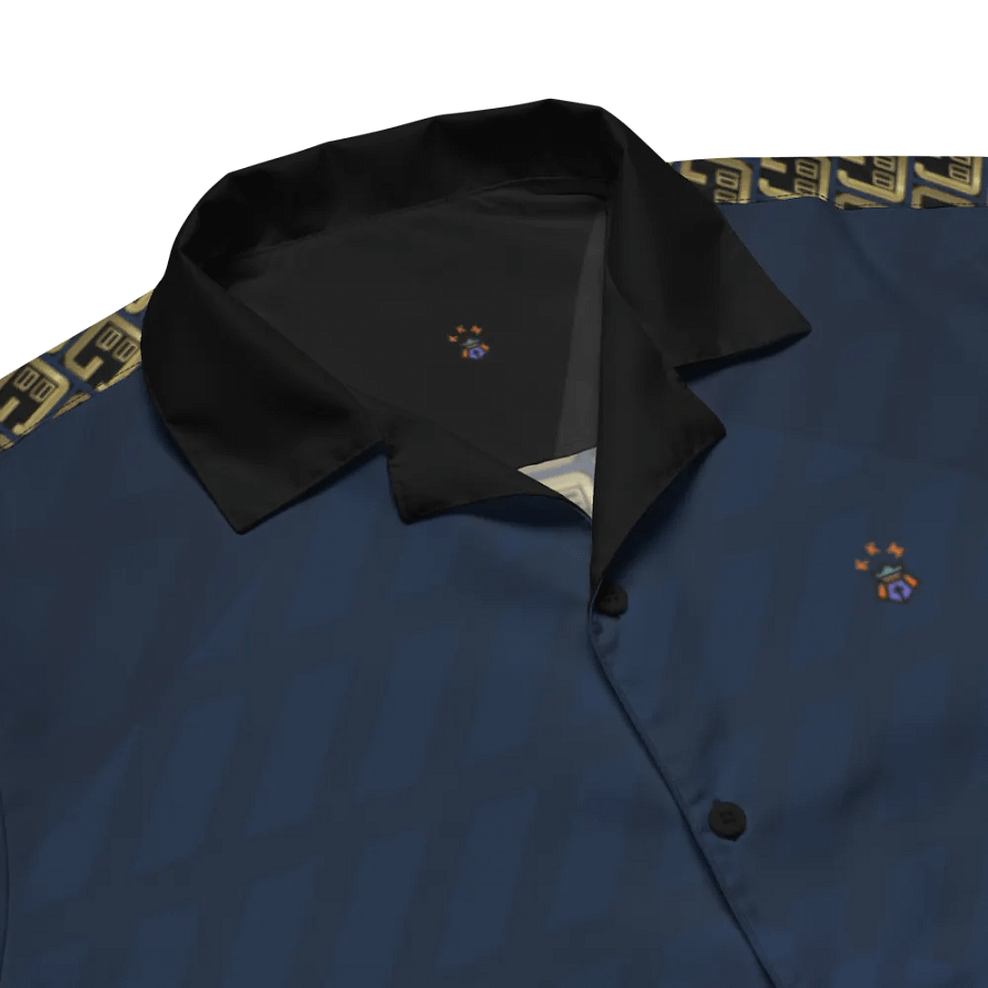 Blue Blessed by God Designer Logo in Back Button-up Shirt product image (3)