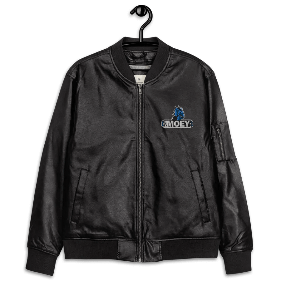 NZMOEY Logo Threadfast Apparel Faux Leather Bomber Jacket product image (11)