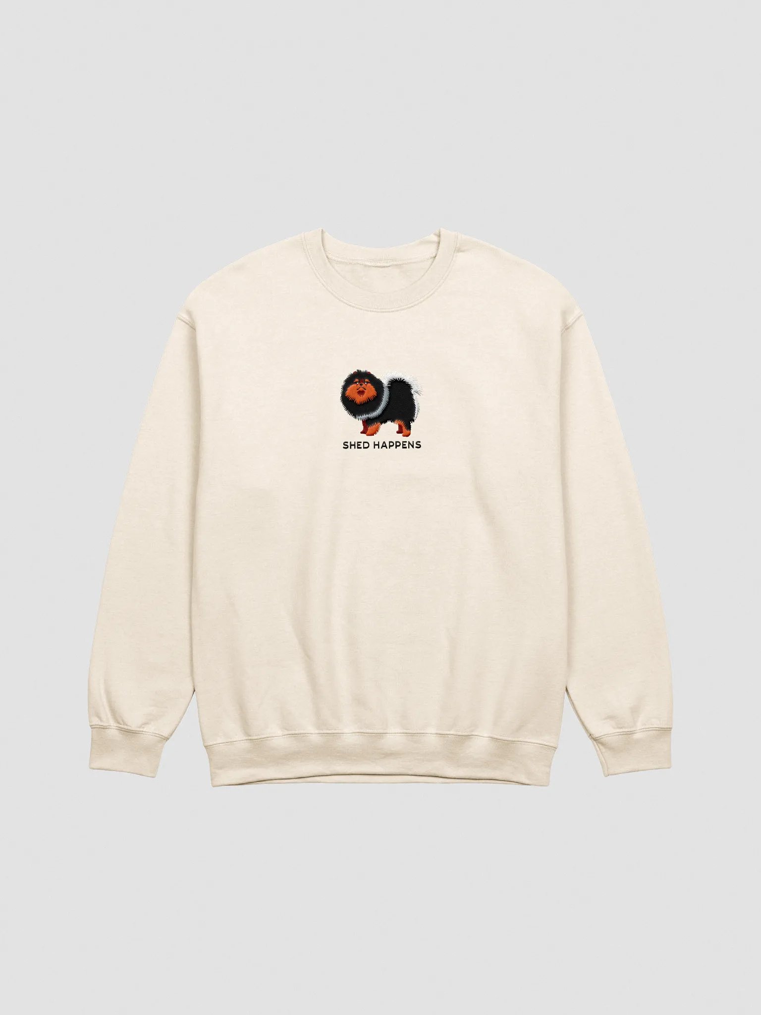 Shed Happens Sweatshirt (Embroidered) of a Pomeranian(Black & Tan) product image (3)