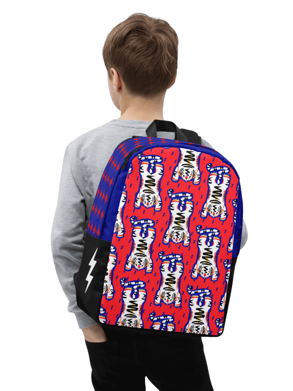 White Electric Tiger on Pink and Blue - Backpack product image (1)