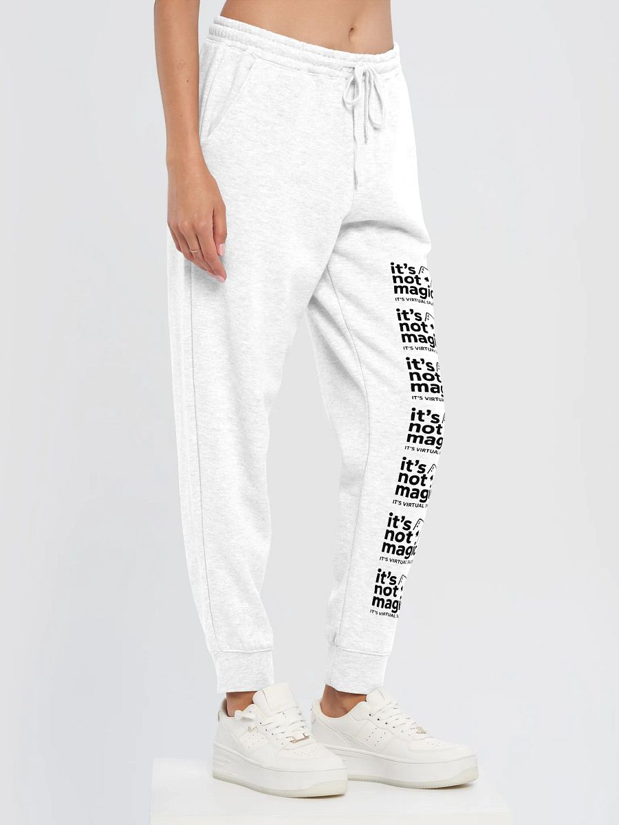 "It’s Not Magic" Signature Joggers – White Repeating Logo Edition product image (3)