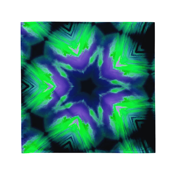 Summer Sea Witch Star Beach Bandana, Neon Blue Purple Green Flower Kaleidoscope Art Accessory product image (1)
