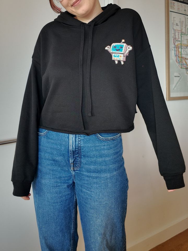 Happy Robot Cropped Hoodie product image (2)