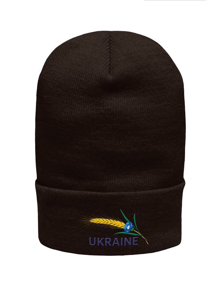 Ukraine Wheat Cornflower Agricultural Heritage Ukrainian Symbol | Yupoong Cuffed Beanie | Embroidered product image (1)