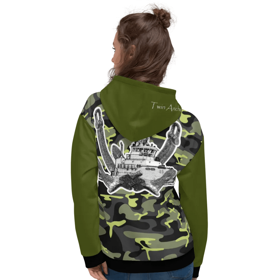 Green & Camouflage Twin Anchor Titan tug Hoodie product image (7)