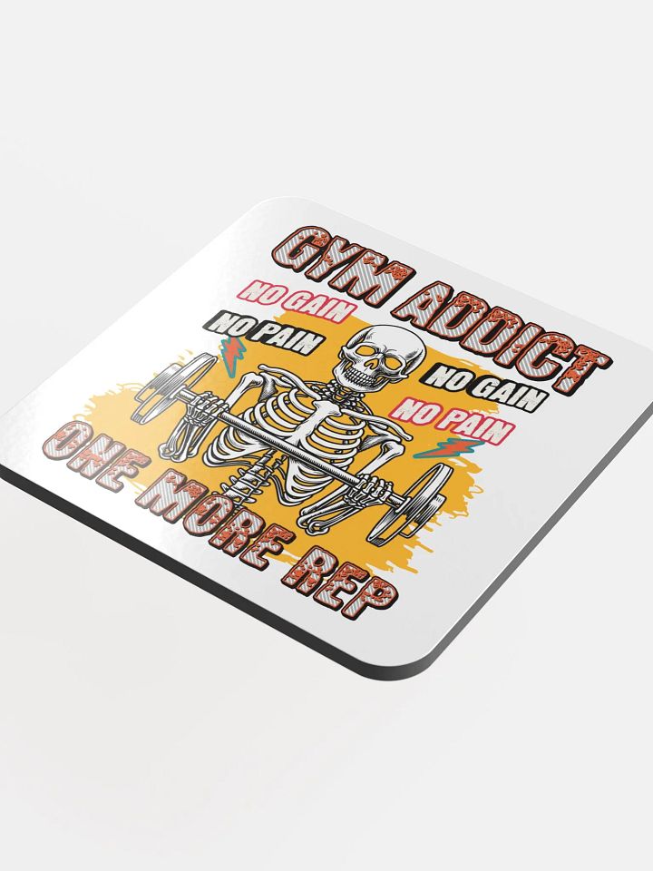 Gym Addict One More Rep Skeleton Motivational Fitness Cork Coaster product image (1)