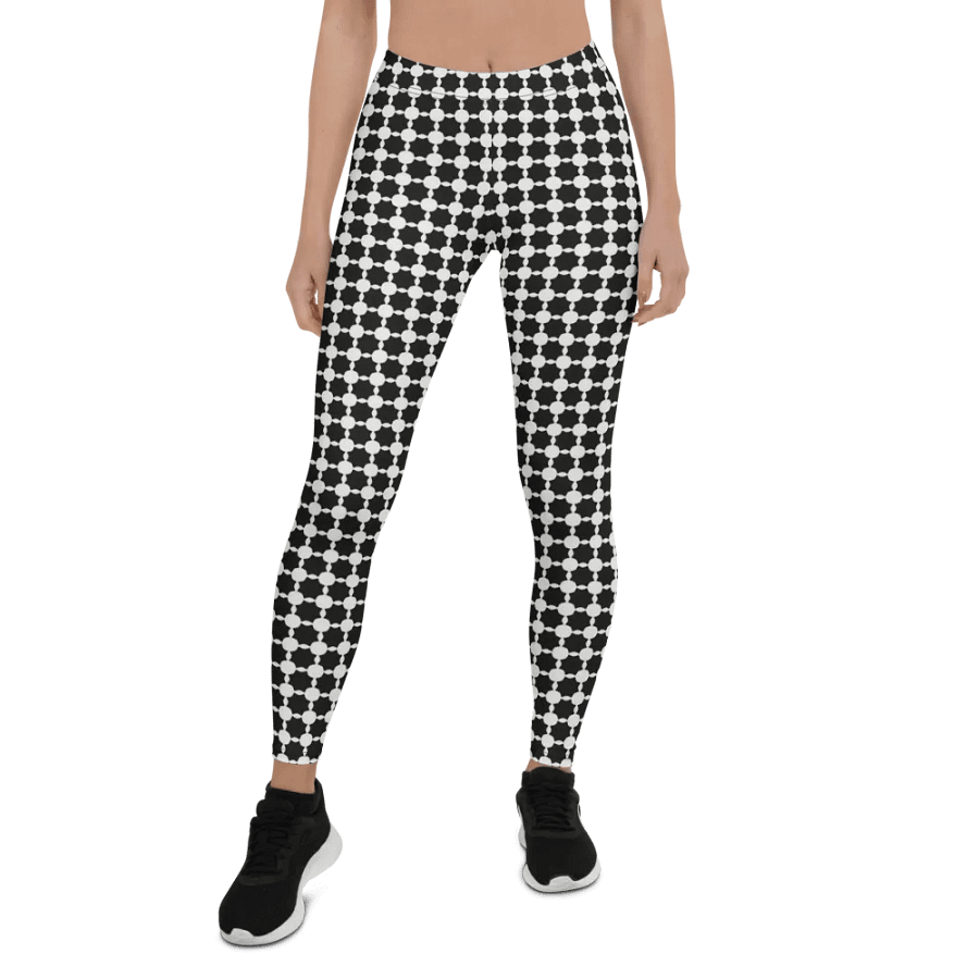 Abstract Black and White Chain Ladies Leggings product image (3)