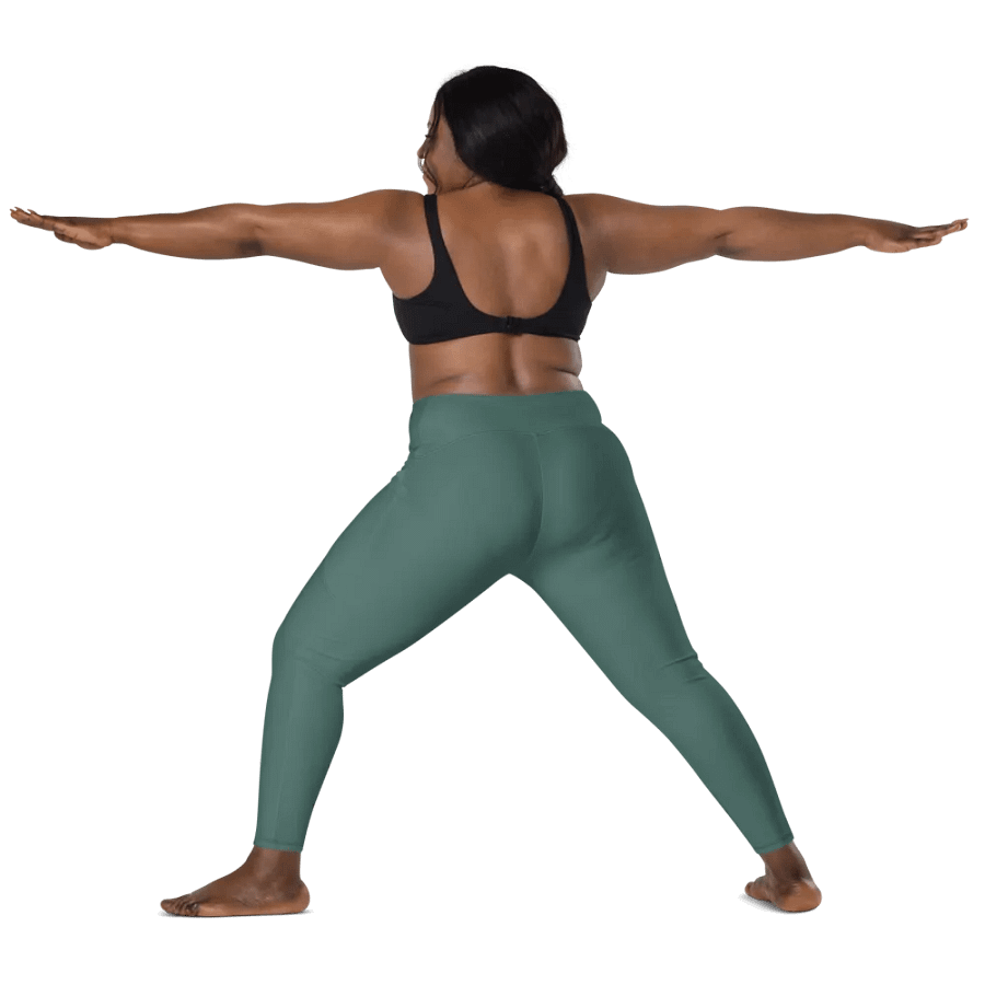 Plain Medium Dark Green Soft Summer Women's High Waisted Premium Crossover Leggings with Pockets by Treasure Pie product image (12)