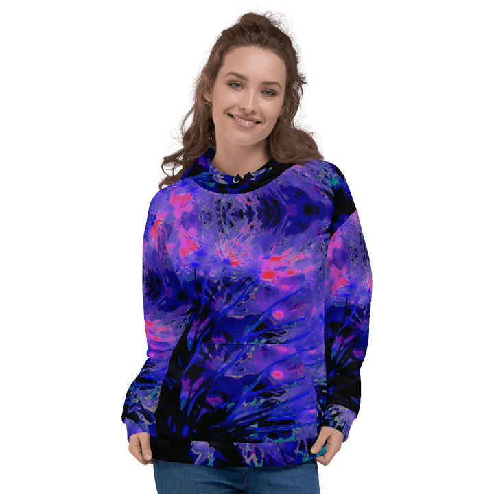 Abstract Funky Neon Dandelion Seeds Unisex Pull Over Hoodie product image (1)