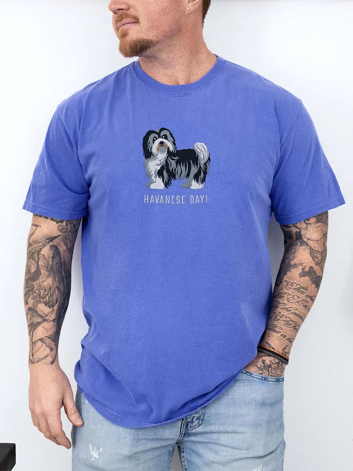 Havanese Day! T-Shirt(Embroidered) of a Havanese(Black & White) product image (2)