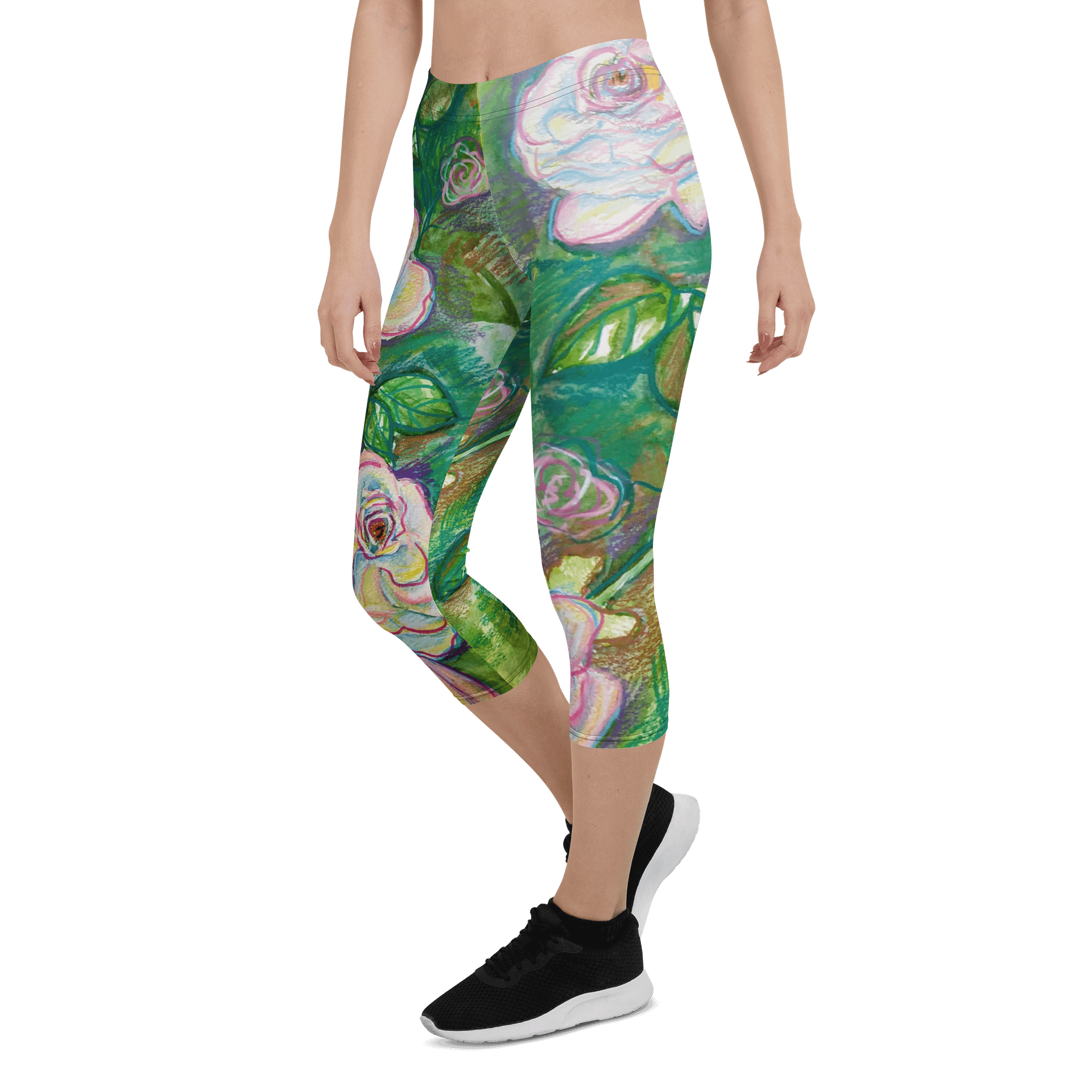 Pastel roses All-Over Capri Leggings product image (6)