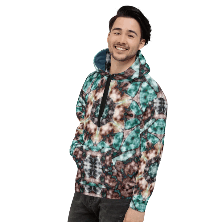 Bohemian Mandala in Brown and Turquoise/All-Over Print Recycled Unisex Hoodie by Sublicolor product image (2)