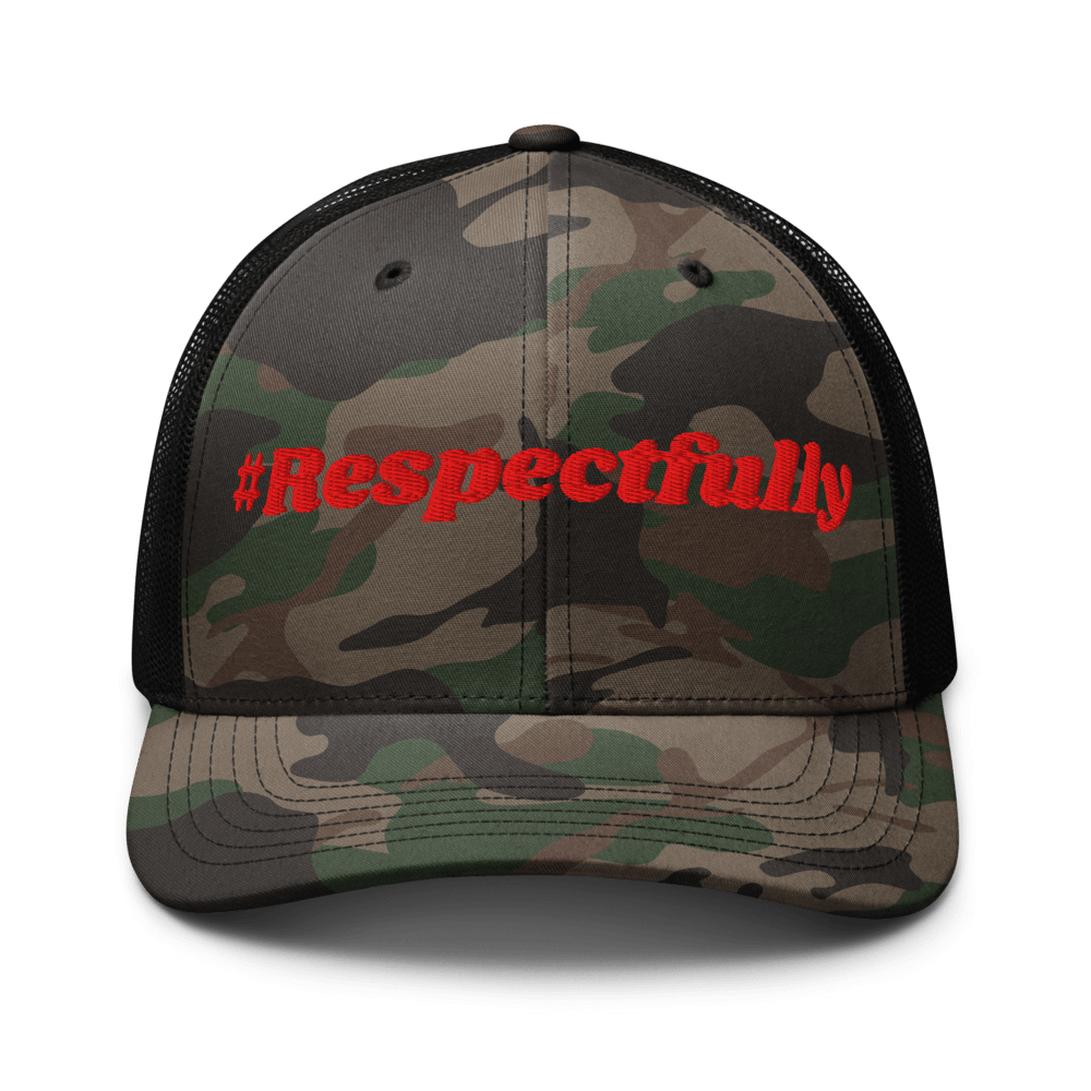 #Respectfully Camo Trucker Hat (Red) product image (1)