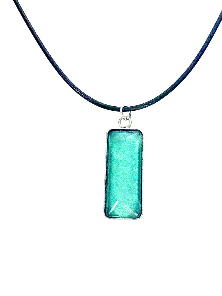 Electric Tide Pendant Necklace | Blue Green | Rectangle Cabochon | Monique Faella Designs™ | MFD-00144 product image (1)