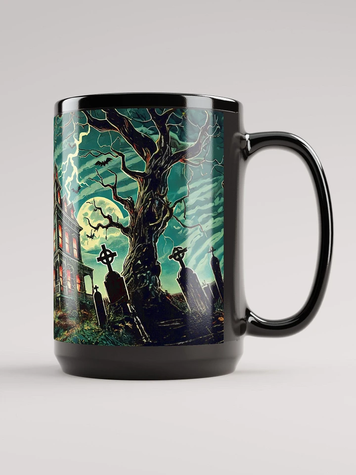 Giant Spider on a Haunted House Black Glossy Mug product image (2)