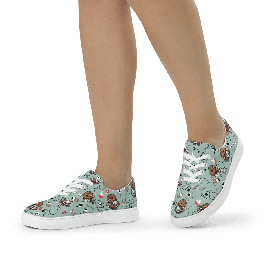 Cute Medical Kiwi Lace-up Canvas Shoes (Opal) product image (4)