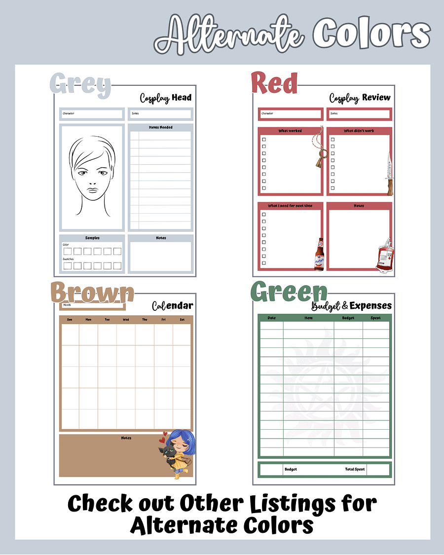 Monster Hunter Cosplay Planner – Grey Edition | 54-Page Printable PDF product image (5)