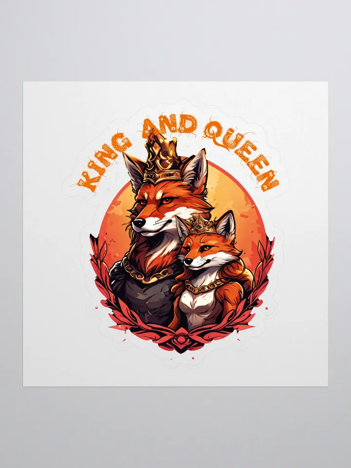 King and Queen Fox Kiss Cut Stickers - Funny and Cool Royal Couple Sticker Set product image (1)