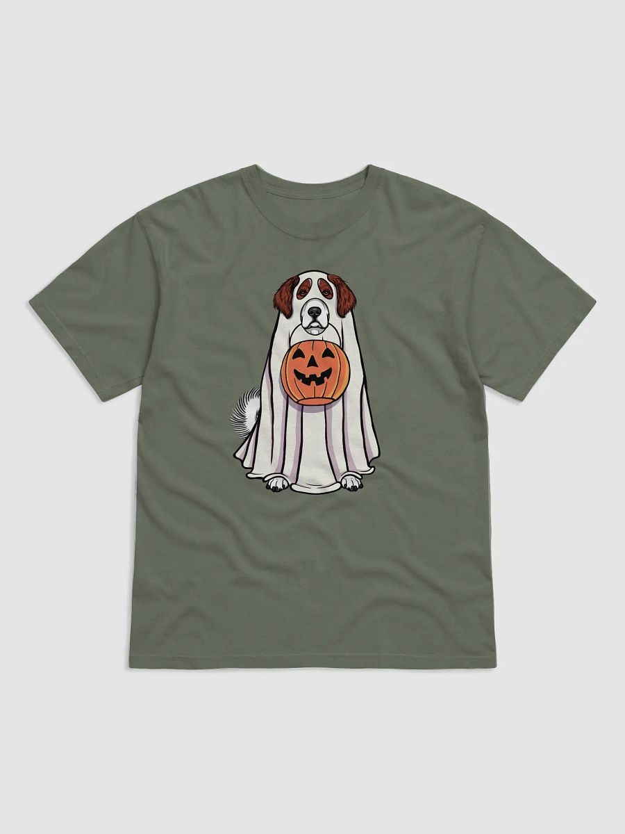 Funny Halloween Great Pyrenees(Brown) T-Shirt | Funny Pyr Wearing a Ghost Costume and Holding a Pumpkin Basket product image (8)