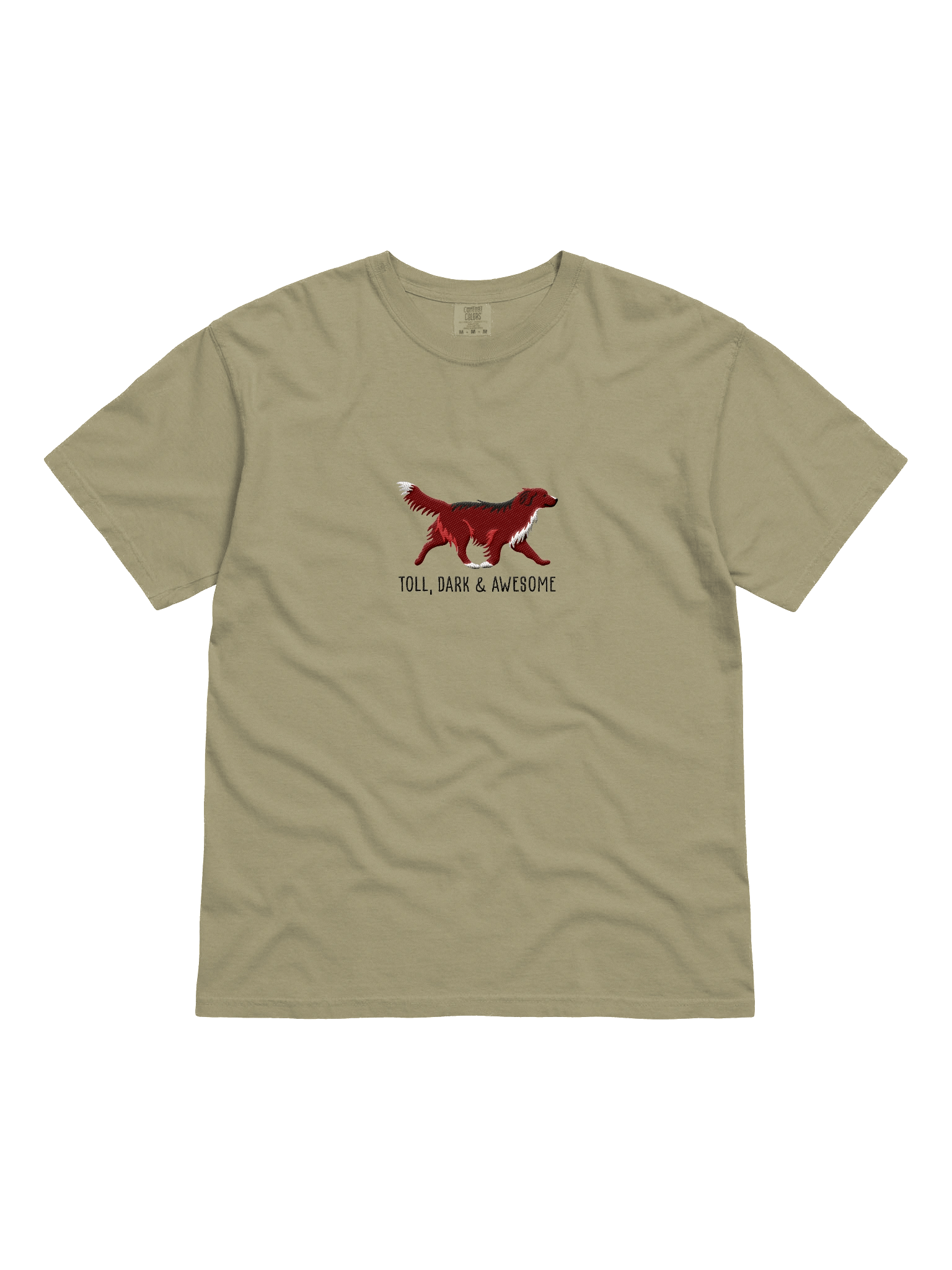Toll, Dark, and Awesome T-Shirt(Embroidered) of a Nova Scotia Duck Tolling Retriever(Dark Red) product image (1)