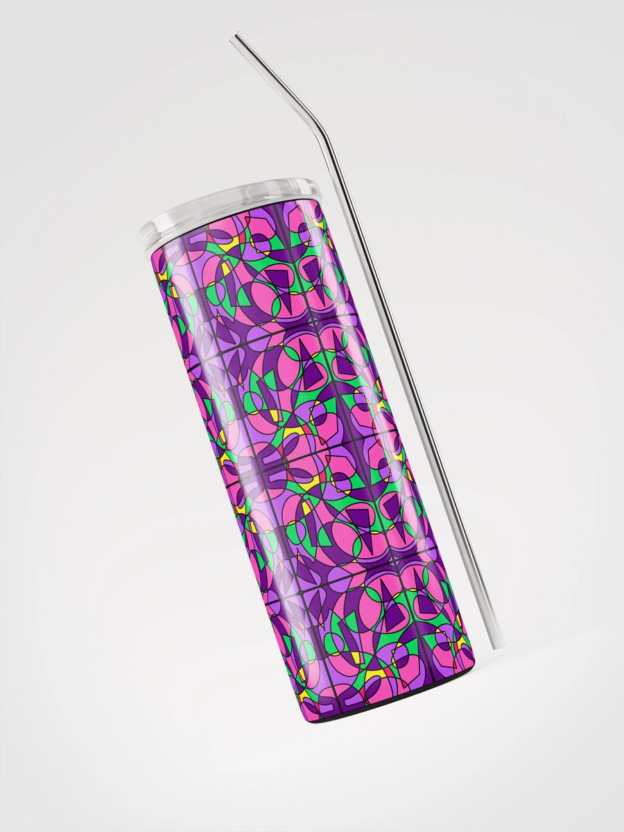 Pink Stained Glass – Vibrant Pink Pattern Stainless Steel Tumbler product image (3)