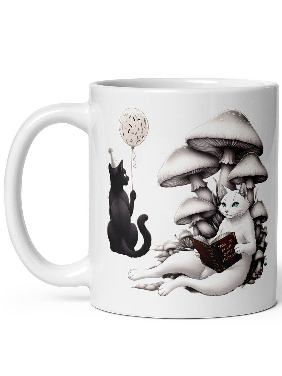Personalized Extrovert Black Cat and Introvert White Cat White Glossy Mug product image (2)