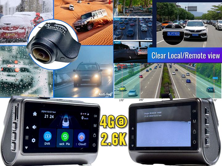SRS ABSOLUTE 3K 4G Dash Cam| 24x7 Remote Audio-Video Monitor| Record/Download/Playback/Live/Call/Zoom| GPS Track| GeoTag Hyper Lapse|PIP WI-FI HotSpot| G-Sensor/Motion Sensor|1TB MicroSD support-S44GC product image (2)