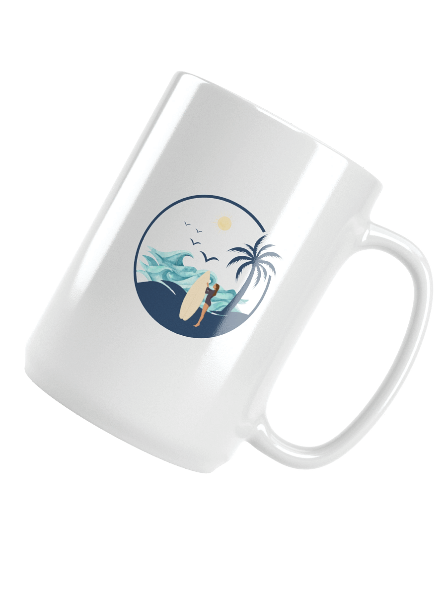 Vintage Surfer Girl Circle – Retro Palm Tree, Sun & Ocean Waves Design Mug product image (4)