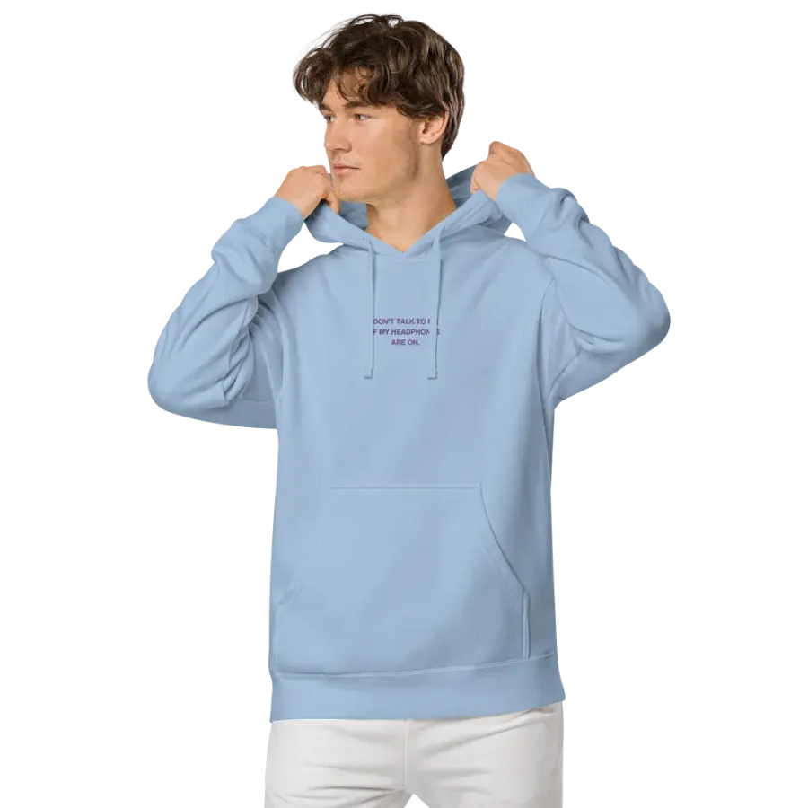 HEADPHONES ON (purple) embroidered pigment hoodie product image (7)