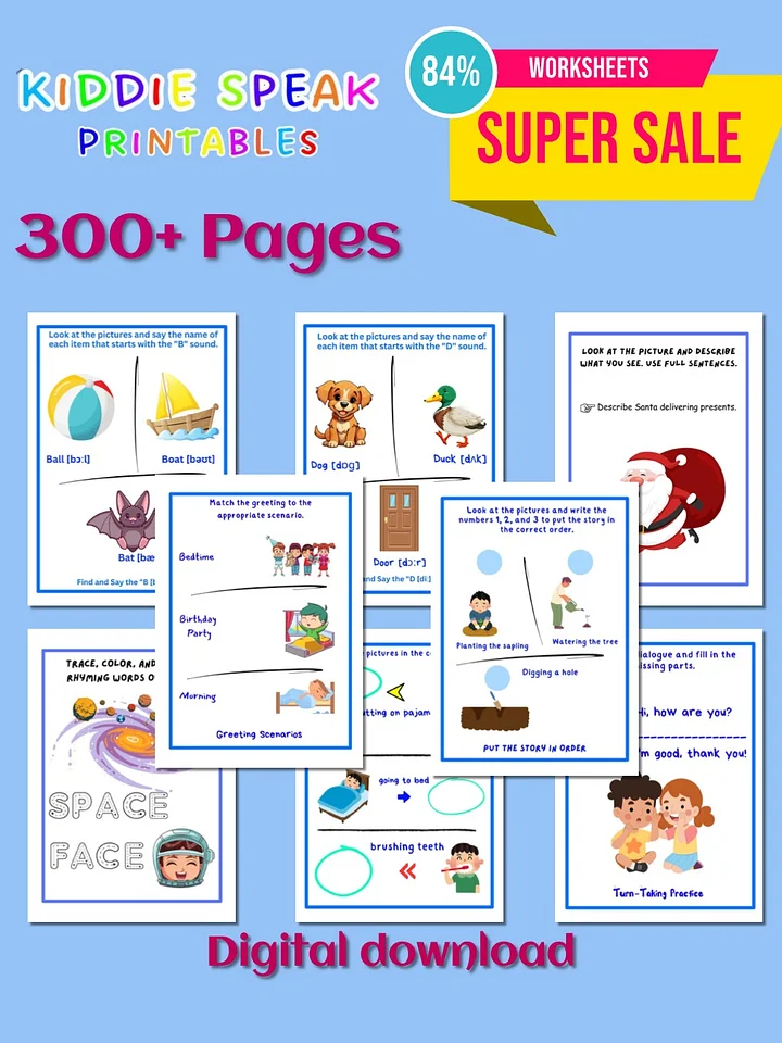Kiddie Speak Printable Worksheets product image (1)