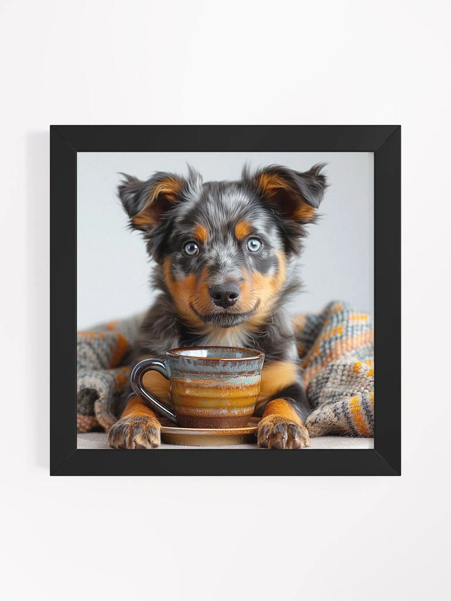 Coffee Lover Cute Blue Heeler Puppy Art product image (1)