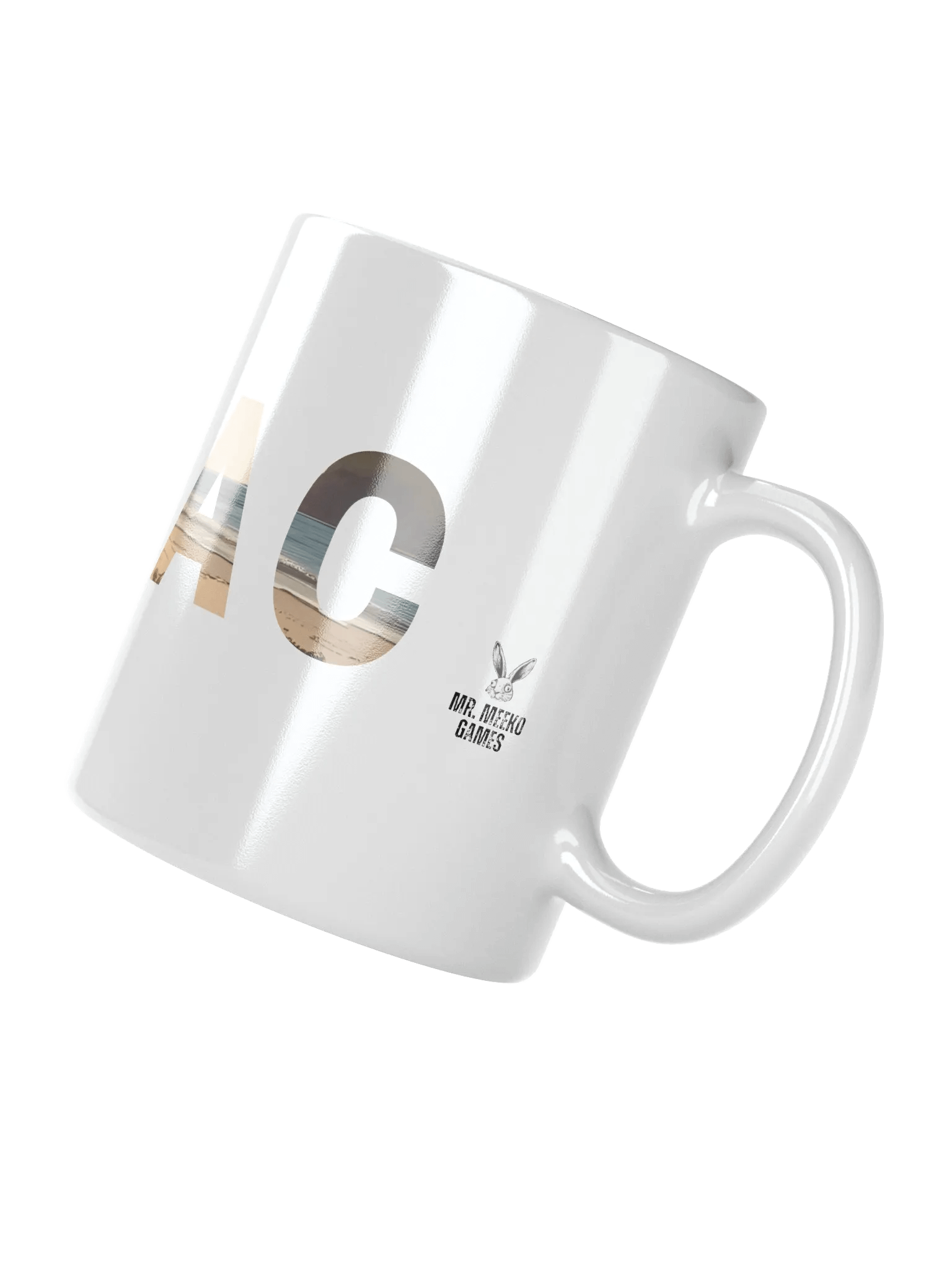 Beach Bottle MANIAC White Glossy Mug With Manic Bunny Logo product image (4)