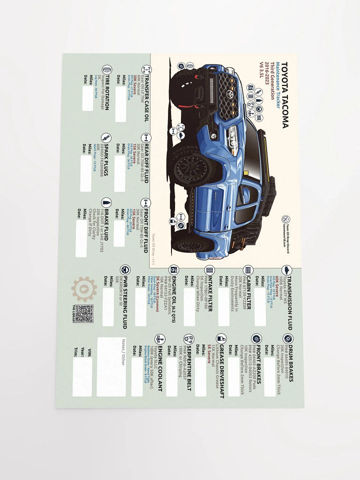 3rd Gen Maintenance Tracker v1.1 - Blue product image (2)