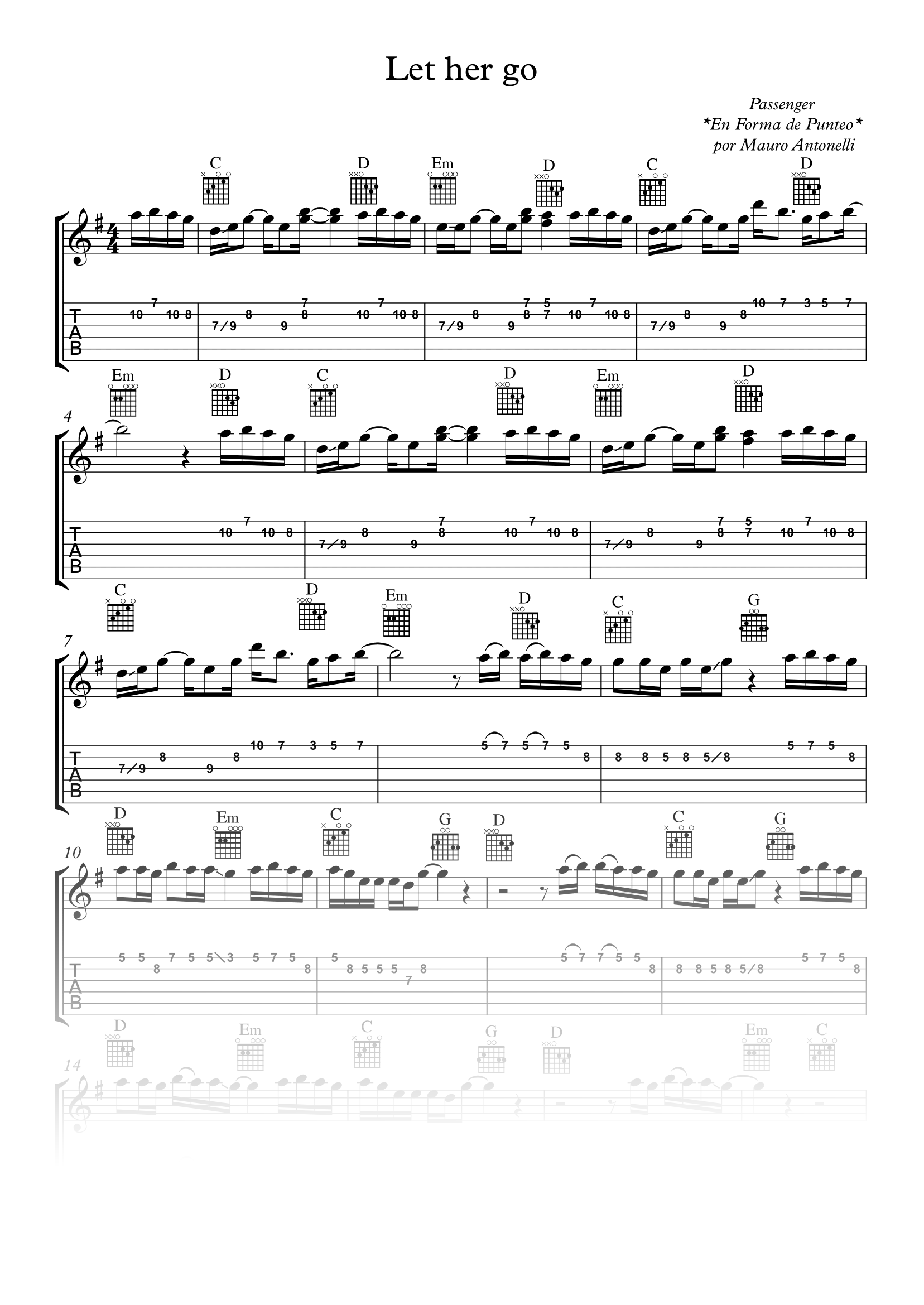 Let her go - Partitura + Tab + Acordes + Pista product image (1)
